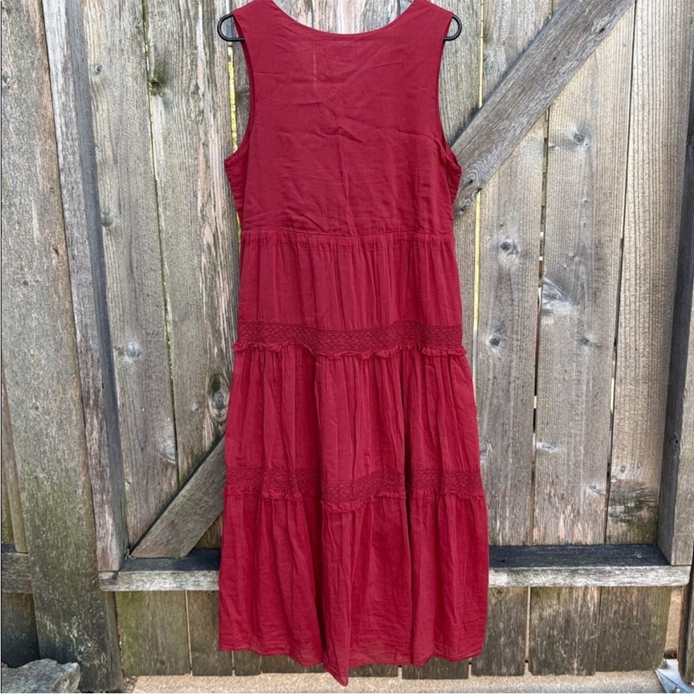 EUC Sundance Zura Silk Blend Tiered Surplice Sleeveless Midi Dress Medium - Picture 10 of 10